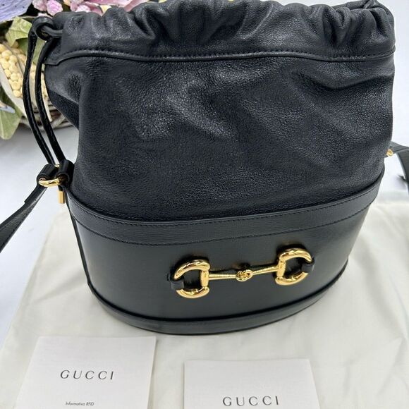 Women’s Gucci horse bit 1955 bucket/Crossbody leather bag made in Italy - Picture 3 of 11